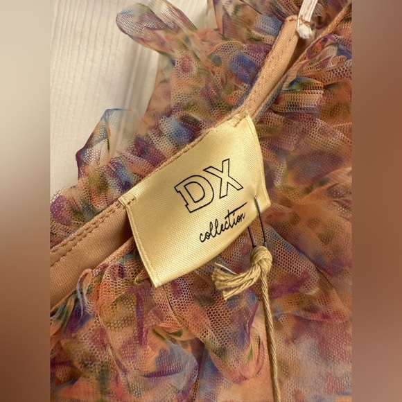 Dixie DX Collection Pink Floral Tiered Tulle Dress Size S Made In Italy NWT - Picture 7 of 12